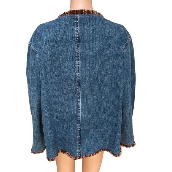Choices woman denim open front jacket with tweed trim size 3X - Picture 3 of 6